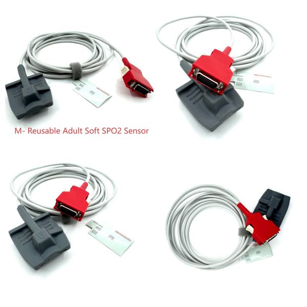 Reusable Compatible M-Tech Adult Soft Manufacturer Monitor Accessories SpO2 Sensor Med Accessories 3.0m Gray