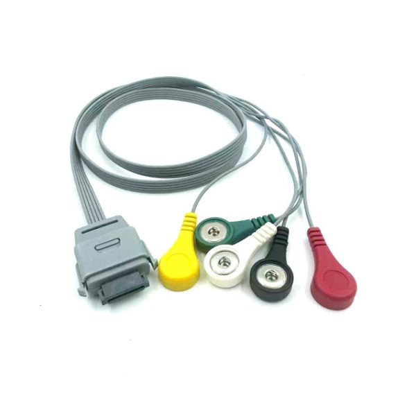 High Quality Med Accessories RoHS Certified Diagnostic Silicone IEC Color 10-Lead Grabber EKG ECG Cable Compatible Edan